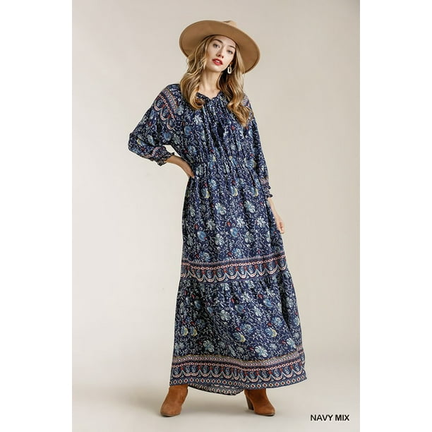 smocked ruffle maxi dress