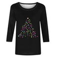 thumbnail image 4 of Mifsaly Plus Size Christmas Shirt for Women 3/4 Sleeve Xmas Red Wine Cup Print T-Shirt Festival Loose Fit Tops Holiday Party Gifts Blouse, 4 of 5