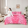 thumbnail image 4 of Erosebridal Gradient Cheetah Print Bedding Comforter Set 7pcs For Teens,Girls Animal Leopard Print Queen Bedding Sets,Pink Reversible, 4 of 6