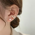 thumbnail image 4 of Aretes Qarigey para mujer perla elegante piercing joyería pendientes para novias boda aniversario, 4 of 6