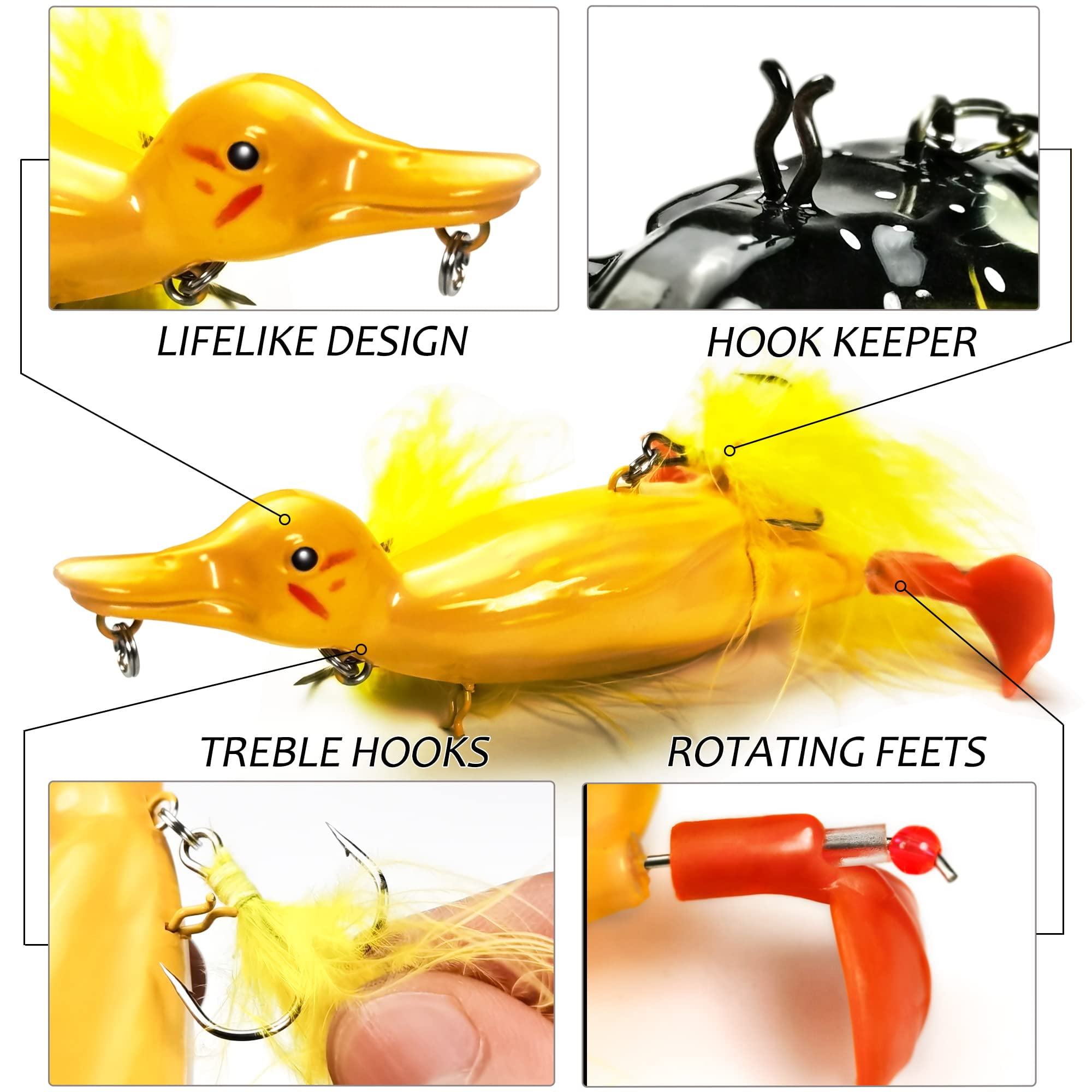 Duck Lure Topwater Fishing Lures Kit for Bass, 4.75in Baby