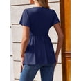 thumbnail image 4 of Weardear 3 Packs Womens Maternity Shirts Flying Short Sleeve V Neck T-Shirt Summer Empire Waist Pregnancy Tops, 4 of 6