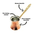 thumbnail image 4 of Hammered Copper Turkish Coffee Pot, Arabic Stovetop Coffee Maker, Greek Coffee Pot with Brass Handle, 8.3 oz, 4 of 10