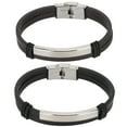 thumbnail image 1 of 2Pcs Bracelets Simple Tissé à la Main Boucle en Acier Inoxydable Casual PU Bracelet Noir + Brun, 1 of 14