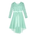 thumbnail image 6 of Manyakai Flower Girls High Low Formal Dress Kids Long Sleeve Sequin Lace Wedding Party Evening Gown Mint Green 6, 6 of 7