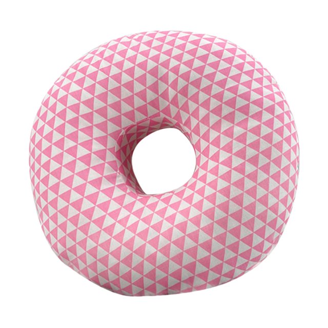 Almohada para los oídos en forma de O con orificio, almohada para dormir lavable y transpirable, almohadas para los oídos perforados para relajación, Rosa Macarena almohada para la oreja