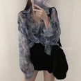 thumbnail image 4 of Women Button Down Shirts Tie Dyed Long Sleeve Chiffon Blouse Sun Protection Shirt, 4 of 5