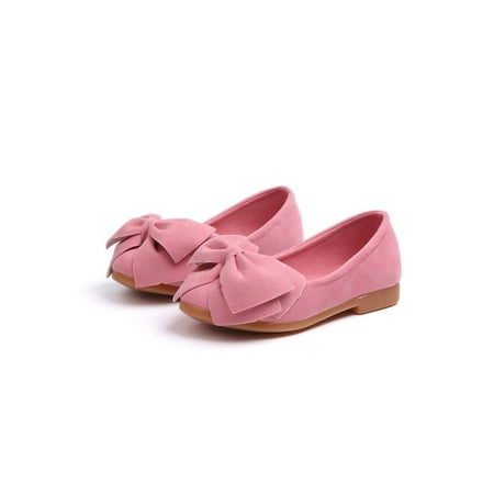 

Ymiytan Children Princess Shoe Bowknot Dress Shoes Comfort Flats Wedding Ballet Flat Non-slip Slip On Pink 1Y