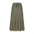 thumbnail image 3 of Women’s Summer Maxi Skirt Elastic High Waist Long Skirts Flowy Swing Tiered A-Line Long Beach Vacation Skirts, 3 of 5
