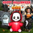 thumbnail image 4 of Costway 5ft Inflatable Halloween Ghost Holding Sickle & Tombstone Blow up Yard Decor, 4 of 10