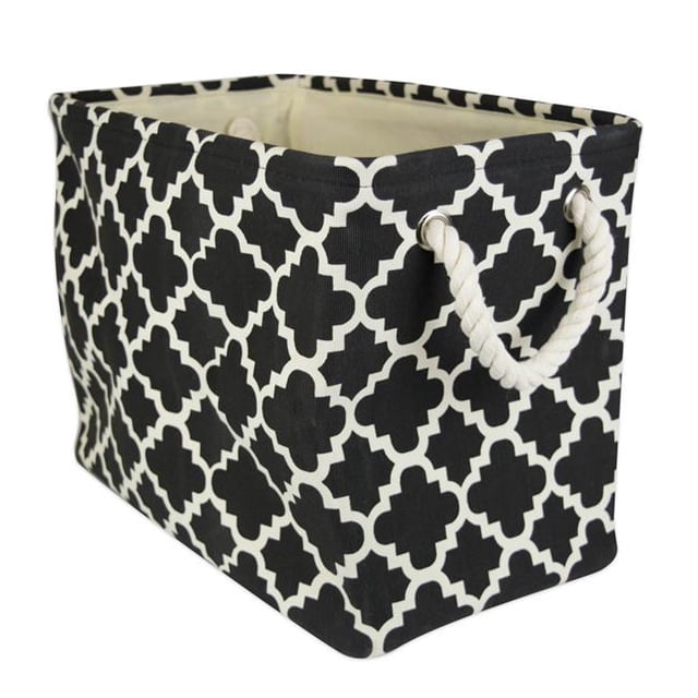 Design Imports CAMZ36068 16 x 10 x 12 in. Lattice Rectangle Polyester Storage Bin, Black - Medium