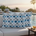 thumbnail image 4 of 2 Pack Outdoor Waterproof Throw Pillow Covers,Vintage Moroccan Geometric Lattice Decorative Rectangle Pillow Case Patio Pillowcases for Chair Couch Sofa 20x12in, 4 of 9