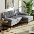 thumbnail image 2 of HOMCOM L-Shape Sofa with Right Chaise Lounge and Rubber Wooden Legs, Grey, 2 of 10