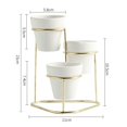 thumbnail image 2 of Three Pot Cascade Home Office Bathroom Table Decor Ceramic Flower Pot with Metal Plant Stand Small for Succulent Clean Modern Nature Planter, 2 of 9