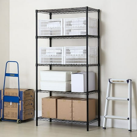 

Zimtown 5 Tier 35 L x 14 W x 71 H Storage Rack Organizer Wire Shelving Steel for Garage Kitchen Office