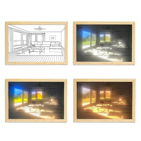 

Frusde LED Light Painting Night Light Bedside Lamp Atmosphere Lamp Table Light for Wall Decor Home Gift-A