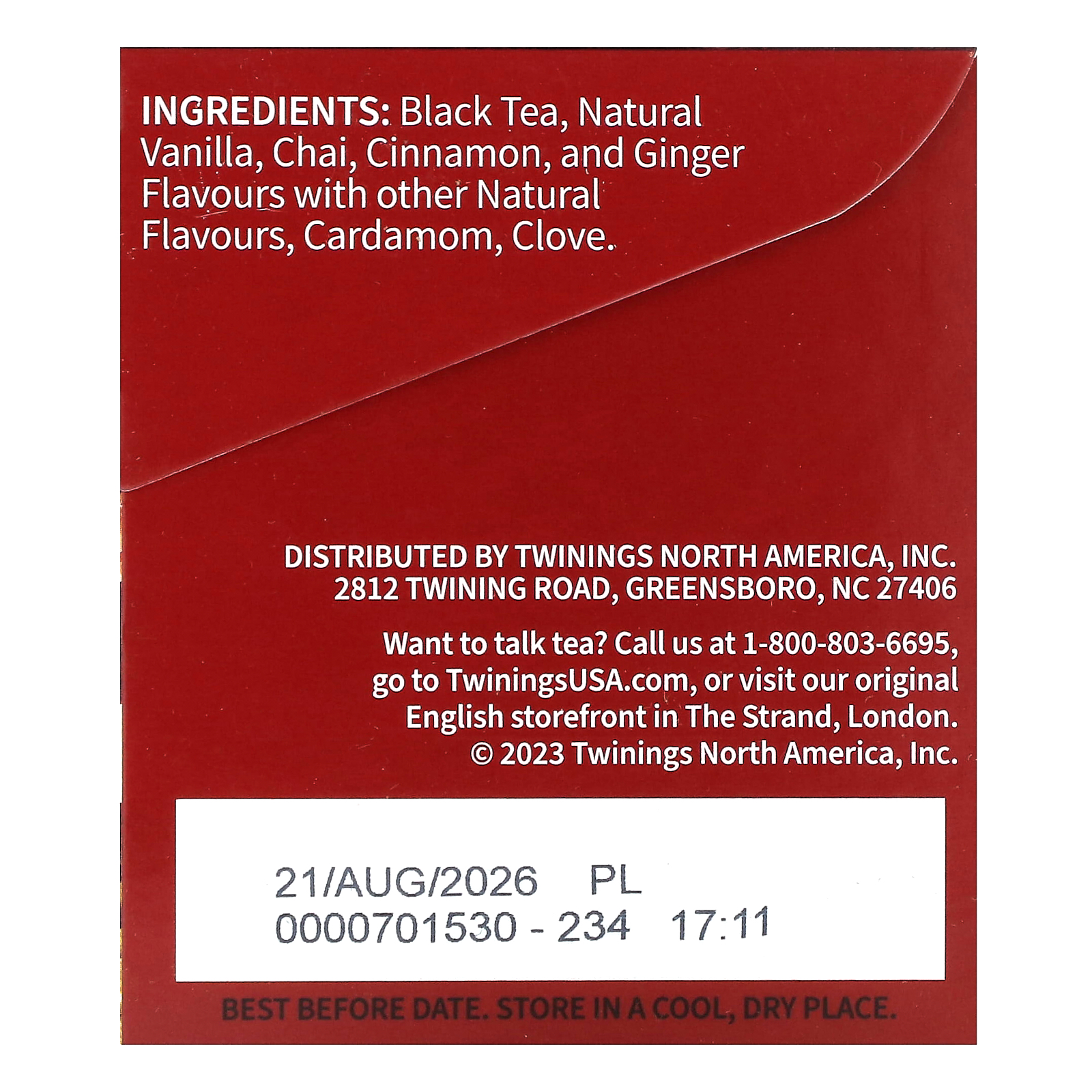 Twinings Chai Tea French Vanilla 20 Tea Bags Pack of 4