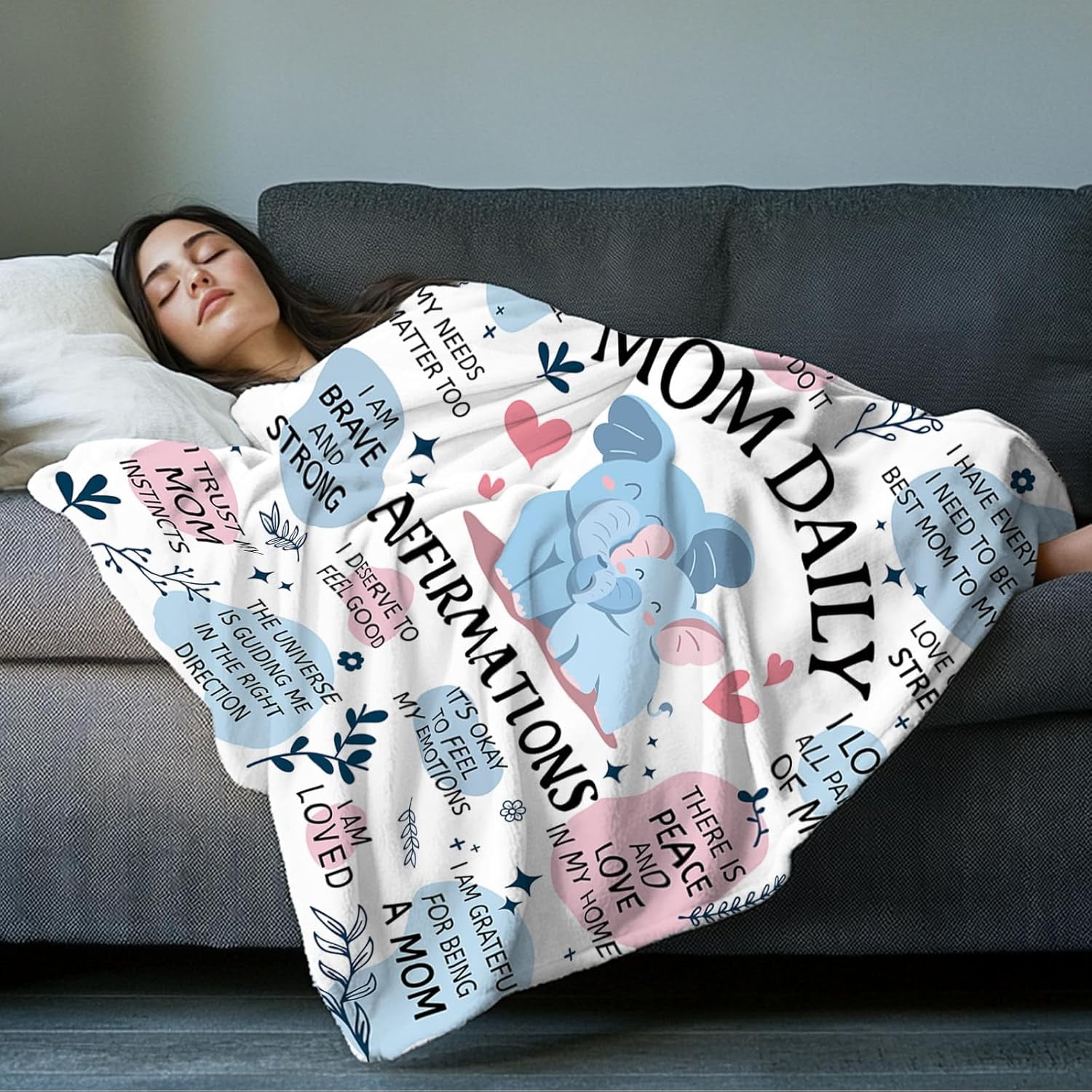 New Mom Gifts for Women, New Mom Blanket, Gifts for New Mom with Mom Daily Affirmations Messages, First Time Mom Gifts Ideas, New Mom Care Gift After Baby, New Pregnancy Gifts for Mom