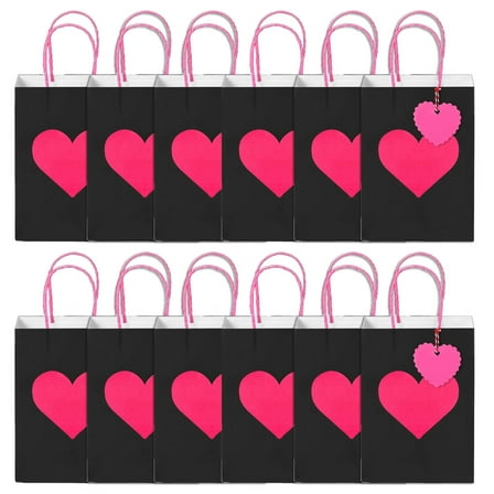 AOOOWER 12pcs Romance Heart Gift Bags Sophisticated Gift Bags With Heart Pattern Packaging Pouches For Valentine's Day Event