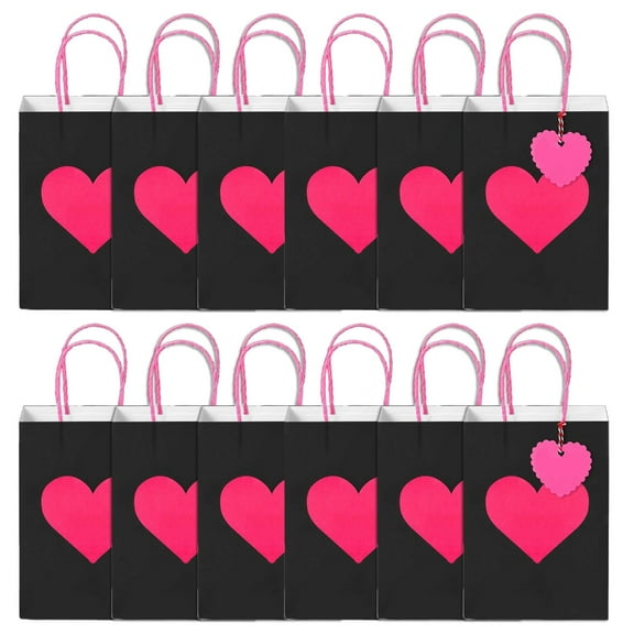 AOOOWER 12pcs Romance Heart Gift Bags Sophisticated Gift Bags With Heart Pattern Packaging Pouches For Valentine's Day Event