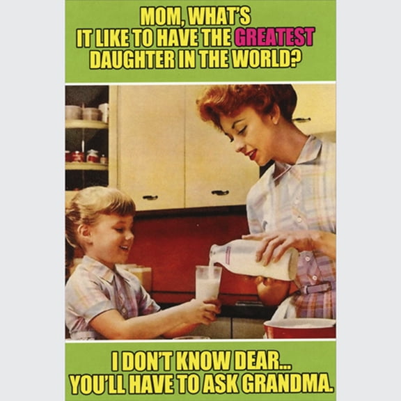 Ask Grandma - Retro Happy Mothers Day Note Card with Envelope (463 x 675 Inch) - Sweet Family Discussion Funny Mothers Day Card from Daughters - Vintage Stationery Greeting Notecard 0222