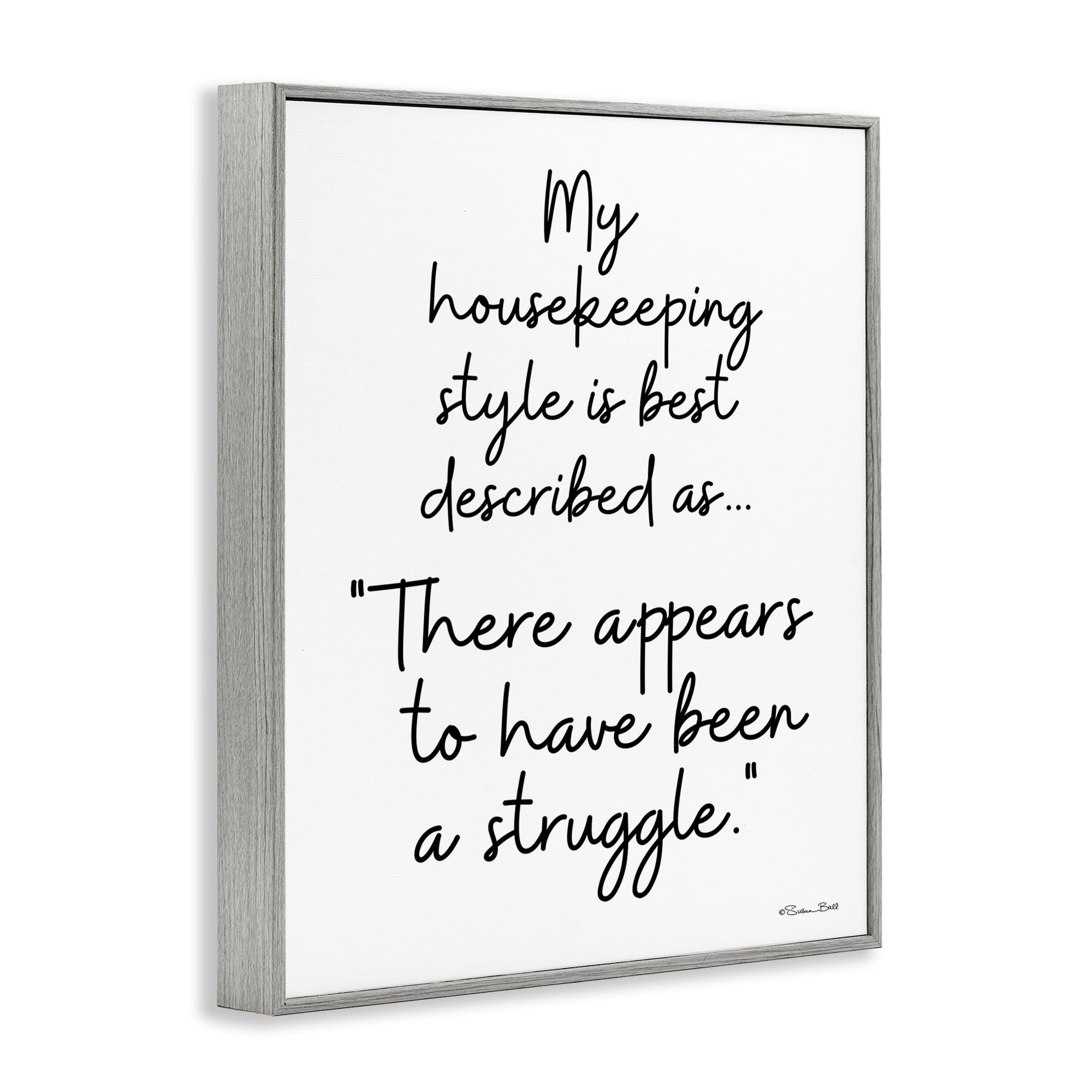 Stupell Industries Funny Housekeeping Struggle Novelty Painting Gray Framed Art Print Wall Art, 11 x 14