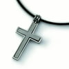 Titanium Leather Cord Cross Necklace - 18 Inch