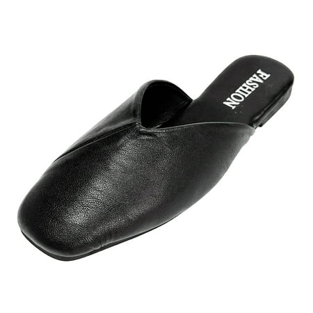 

Ediodpoh Women Fashion on Casual Square Toe Flat Soft Bottom Breathable Shoes Sandals Slippers Womens Slippers Black 8