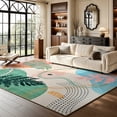 thumbnail image 2 of Modern Abstract Indoor Area Rug, Pastel Floral Geometric Rug for Living Room Bedroom Patio,4'x6',Green, 2 of 9