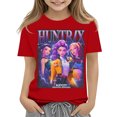 thumbnail image 1 of Moonsky Camisetas pop Hunt-ers de manga corta, jersey con estampado HUNTR/X, camisetas de verano, camisetas casuales holgadas para niñas, ropa gráfica,Rojo,100, 1 of 4