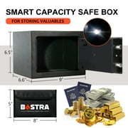 Bostra Digital Safe Box with Alarm System, Sensor Light & Fireproof Bag, 9x 6.6x 6.5, 0.23 Cubic Feet, Black