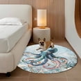 thumbnail image 2 of Ocean Octopus 8FT Round Area Rugs for Living Room 111 Starfish Coral Flower Blue Theme Ultra-Thin Non-Slip Round Rugs Machine Washable Low Pile Circle Carpet for Bedroom Kitchen Nursery, 2 of 9