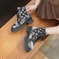 thumbnail image 4 of Tao Tao Women's Denim Leather Splice Chunky Heel Ankle Boots With Side Zipper Platform Block High Heel Lace Up Boots Lined Comfy Y2K Punk Motorcycle Short Booties Black 40, 4 of 9