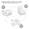 thumbnail image 6 of Indoor Chaise Lounge Sofa, Folding Lazy Sofa Floor Chair w/ 5-Position Adjustable Backrest Lumbar Pillow, Lounger Bed with Armrests (White), 6 of 9