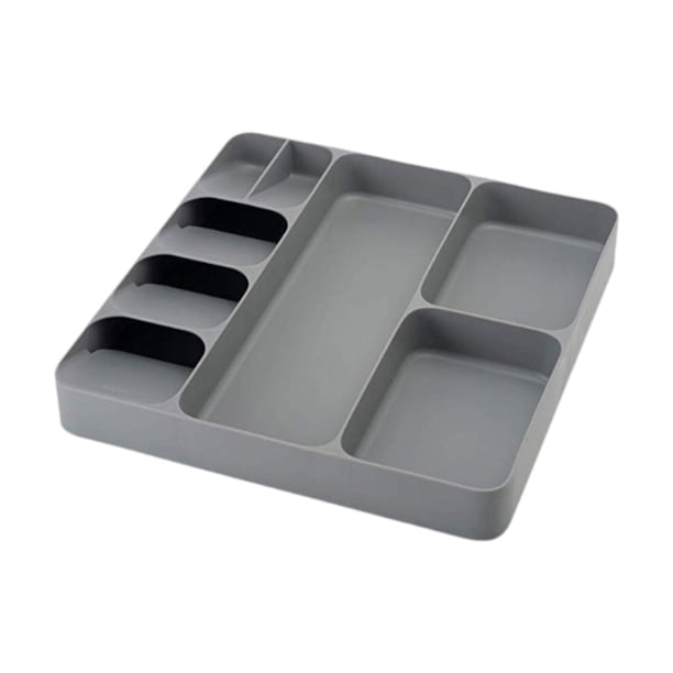 Organizador de cubiertos, soporte para utensilios, caja de almacenamiento extensible versátil, contenedor de cubiertos para cocina, accesorios para Gris
