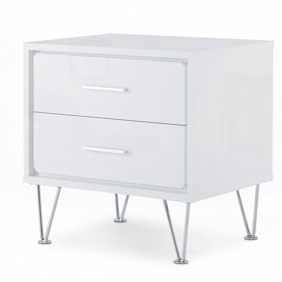 Contemporary White 2-Drawer Accent Table Boasting Hairpin Legs