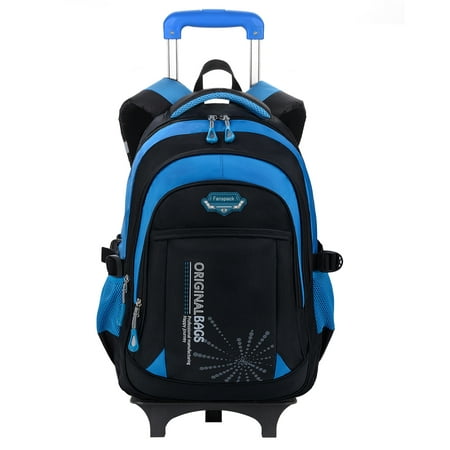 School Rolling Backpack, Fanspack Creative Large Capacity Wheeled Laptop Book Bag Travel Luggage for Girls Boys Kids College Students