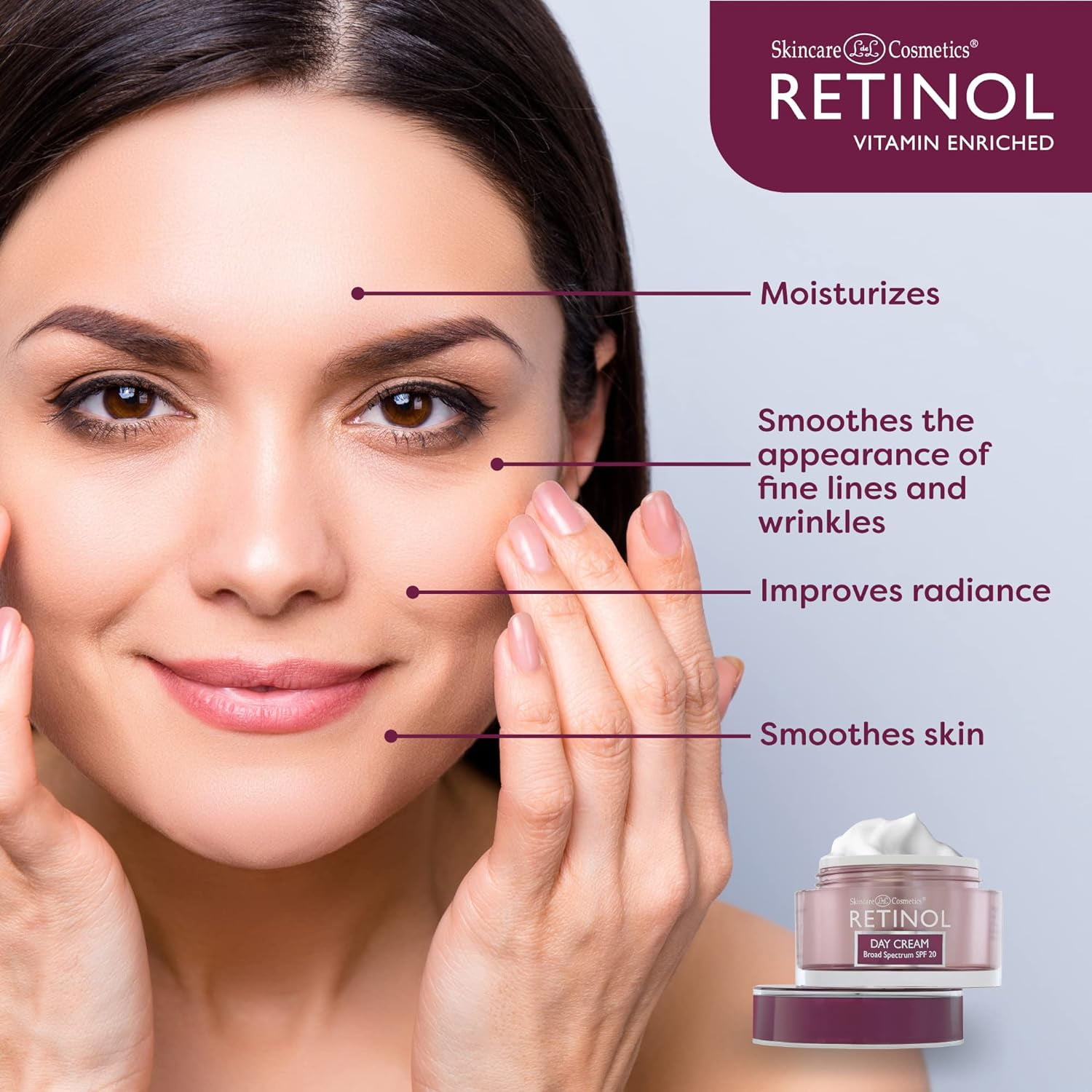 Retinol Day Cream with Broad Spectrum SPF 20, Anti-Aging Moisturizer, 1.7 oz