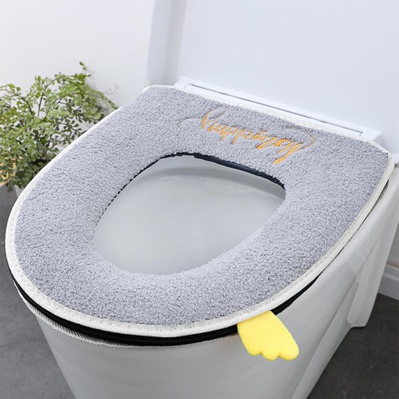 Feltree Plush Portable Toilet Seat Cover with Zipper for Winter Warmth, Easy Installation and Cleaning, Home Bathroom and Travel Use