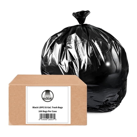 Garbage Bags Black LDPE 55 Gallon -Pk 100