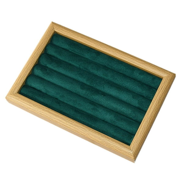 Bandeja organizadora de joyas Bandeja de almacenamiento de joyas Accesorios de encimera Joyería decorativa Madera amarilla