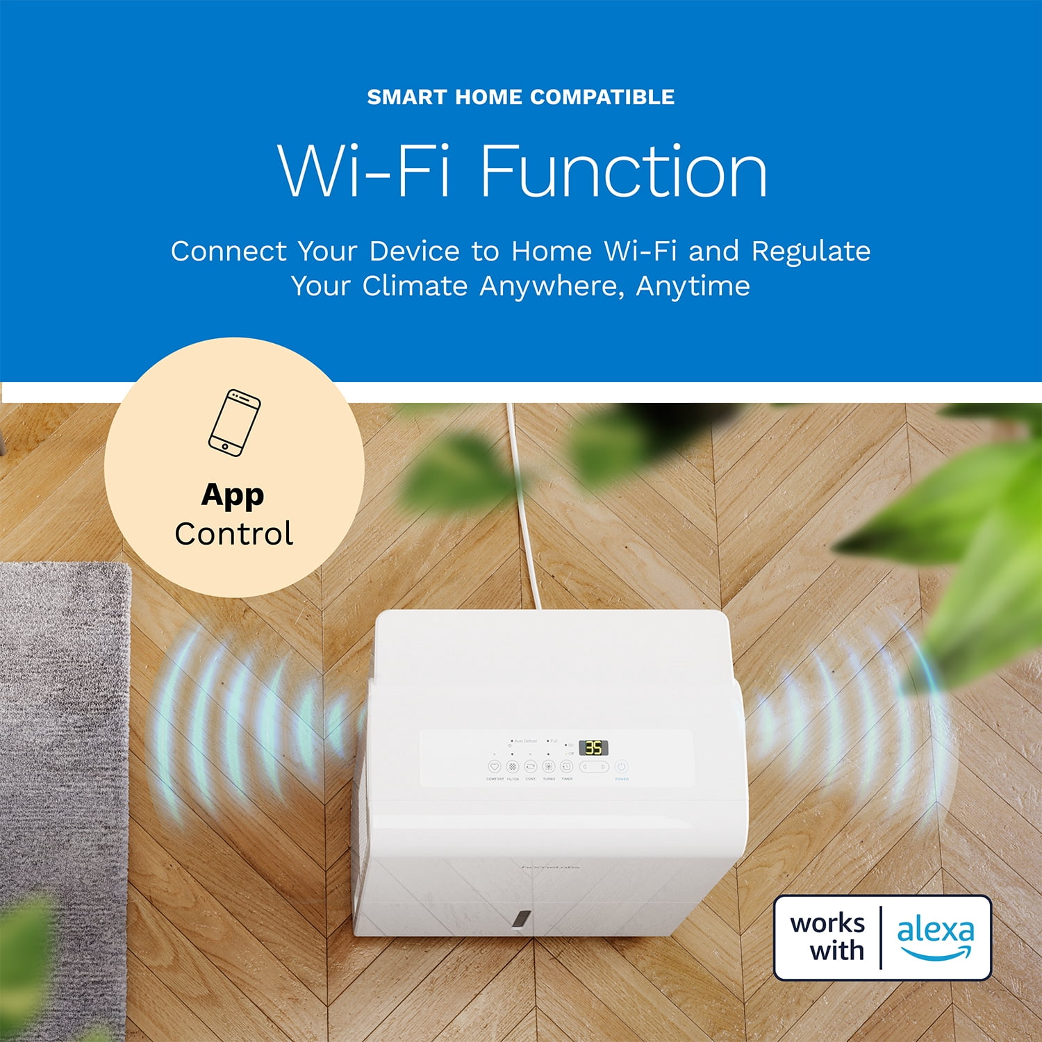 hOmeLabs 50 Pint Wi-Fi Dehumidifier for up to 7,000 Sq Ft Rooms (MAX 120 Pint at 95°F, 90% RH) – Powerful Humidity Control for Large Rooms and Basements