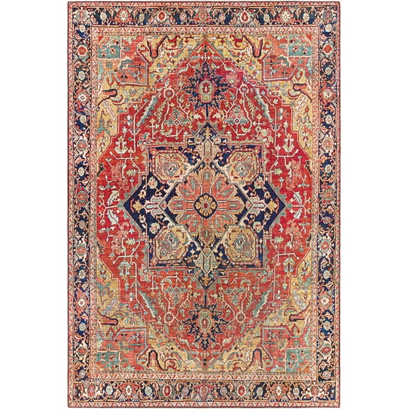 BoutiqueRugs Whittingham Traditional Area Rug - Navy, Dark Brown, Rust - 7'6" x 9'6"