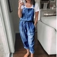 thumbnail image 3 of outfmvch jumpsuits for women sleeveless denim high waisted wide playsuits beach jumpsuit pants for women cargo pants, 3 of 8