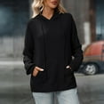 thumbnail image 6 of Women’s Solid Color Pullover Hoodie – Long Sleeve Soft Lightweight Sweatshirt with Drawstring Hood Black, 6 of 6