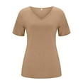 thumbnail image 3 of Womens T Shirts Summer Tops 2025 Solid Color Short Sleeve Scoop Neck Casual Soft Basic Tees Tshirts Shirts for Women, 3 of 6