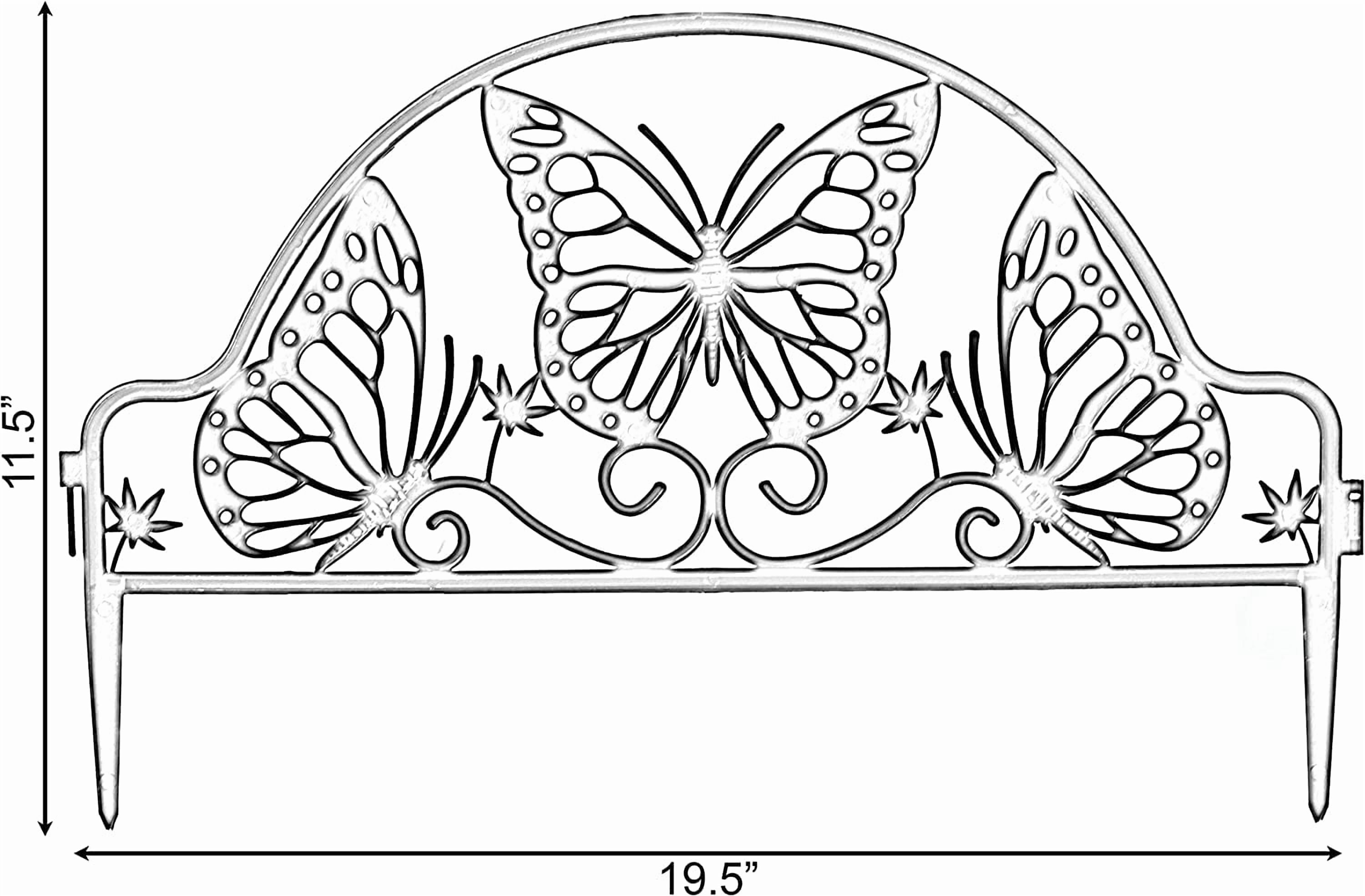Decorative Butterfly Design Plastic Fence Garden Edging Landscape Border Path Panel, Pack of 6