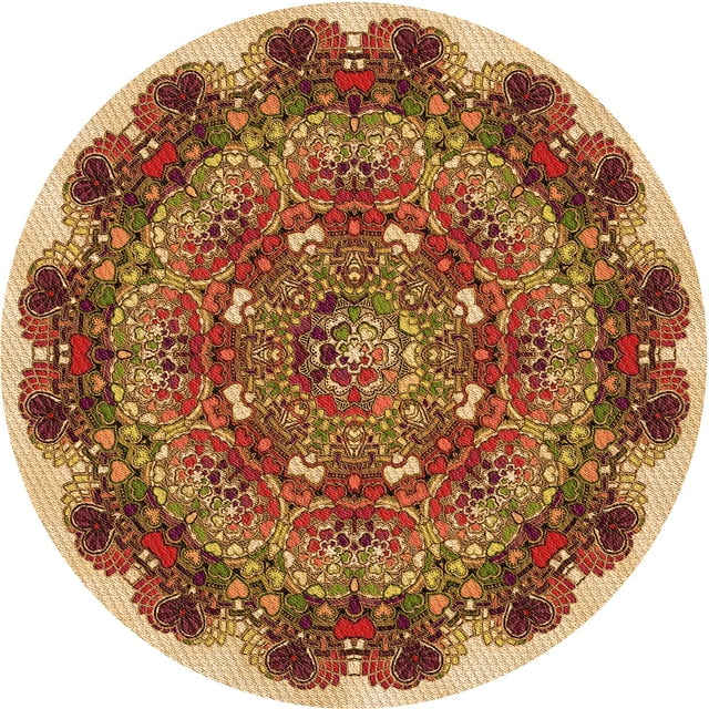 Ahgly Company Machine Washable Indoor Square Transitional Yellow Orange Area Rugs, 3' Square
