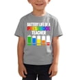 thumbnail image 2 of Boys Gray Funny Teacher T-Shirt, Kids Battery Life Graphic Tee for Preschool Teacher Gift, Cotton Casual Shirt, Kids to Youth Sizes, Back to School,Size 4 T, 2 of 6