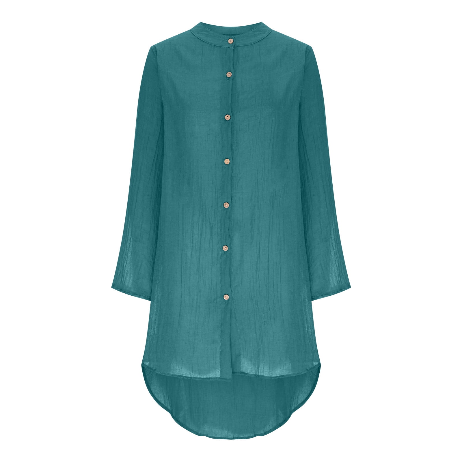 jovati Long Sleeve Shirt Women Women Summer Casual Round Neck Loose Solid  Color Button Thin Long Sleeve Thin Long Shirt Blouse Tops Summer Shirts for  Women Trendy Summer Tops for Women Trendy -